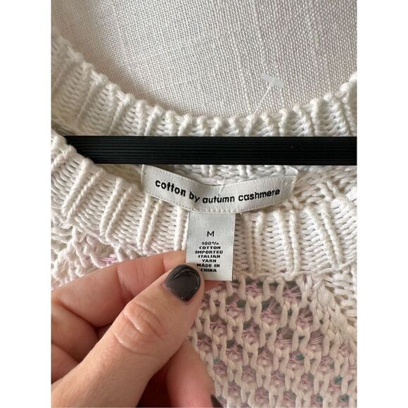 Cotton by Autumn Cashmere Color Block Honeycomb Sweater in Bleach White & Neutra - Picture 5 of 8